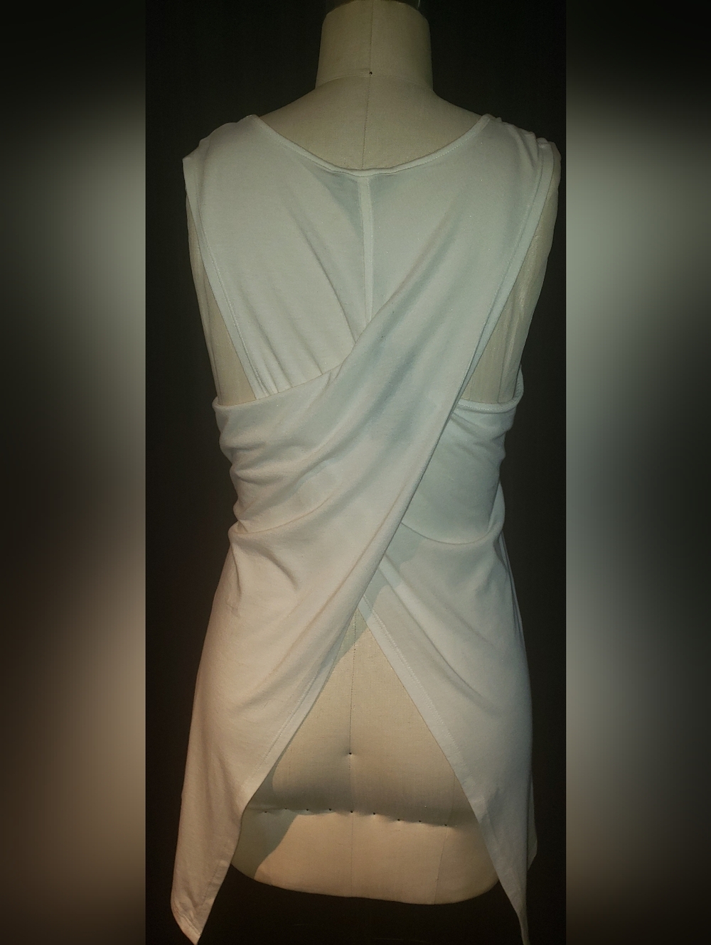 NWT. JOE'S Collection Long Cross Over Razor Back Tee White - Picture 4 of 8
